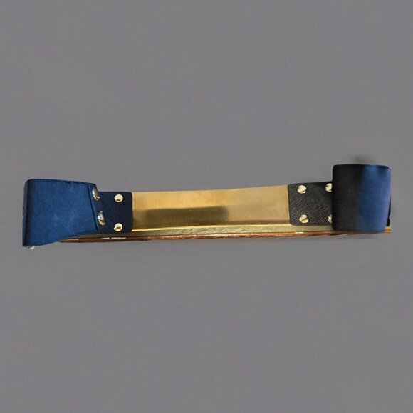 Marciano Gold Metal Bar Genuine Leather Belt‎ Black Snap Closure Stretchable main image 4